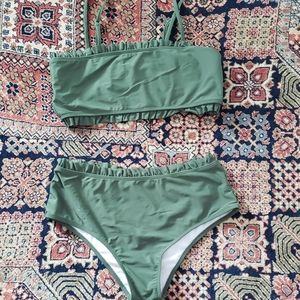 Olive Green Ruffled Bikini